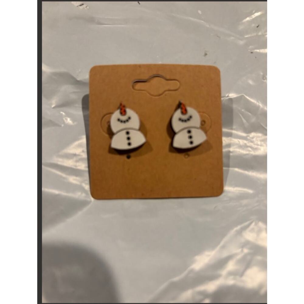 Handcrafted Snowman Earring   Stainless Steel backing